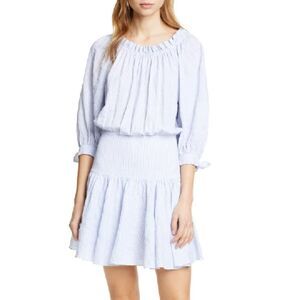Rebecca taylor Striped Blue Cotton Day Dress 6